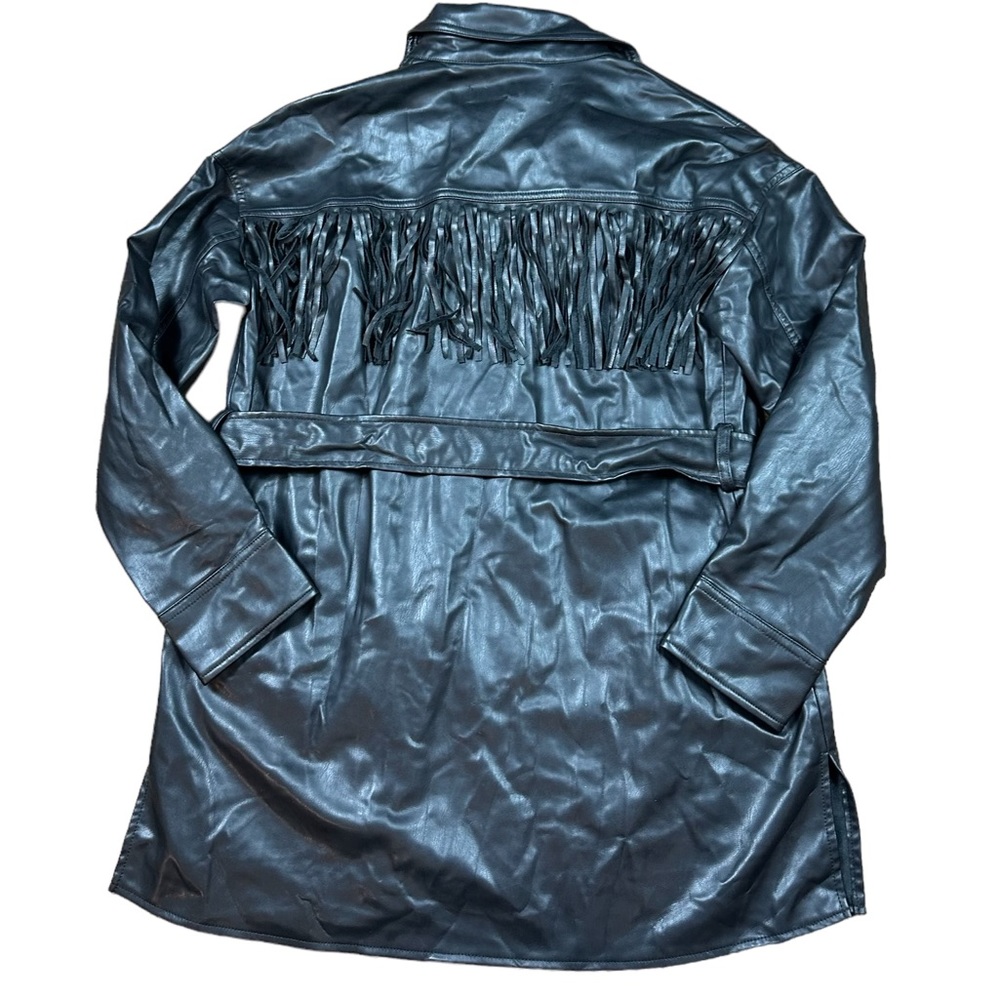 ZARA: NWT Black Faux Leather Fringe Jacket - Size Medium - Picture 11 of 16